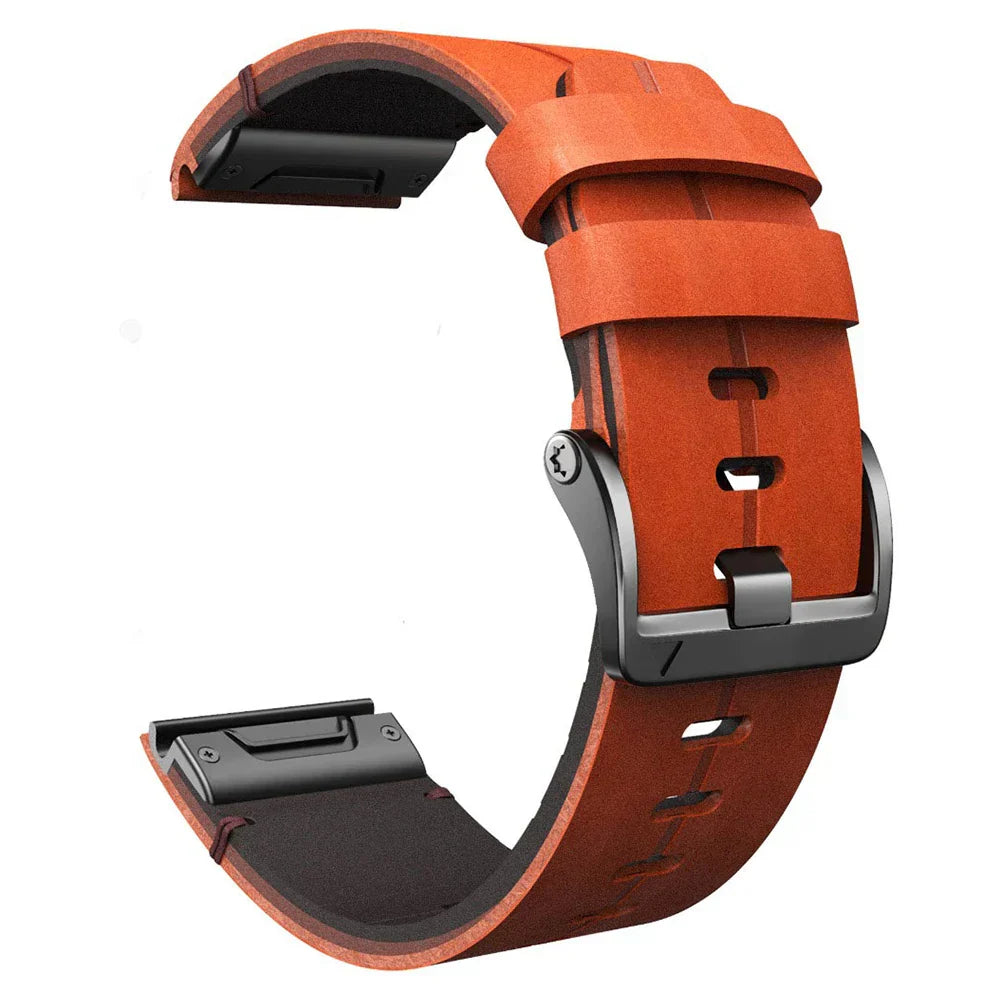 Quick-Fit band | 22mm (Echt leer & titanium) - 2 kleuren