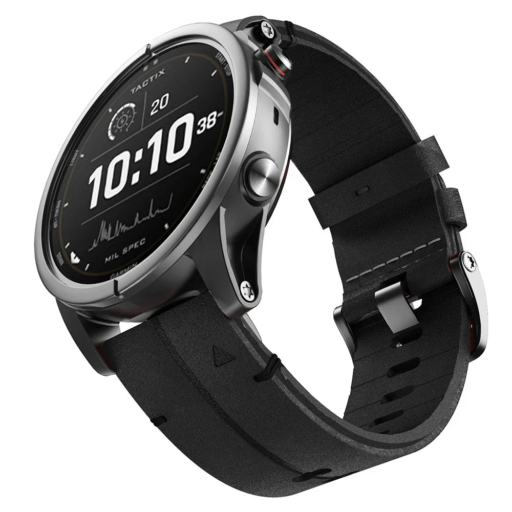 Quick-Fit band | 26mm (Echt Leer & Titanium) - 2 kleuren