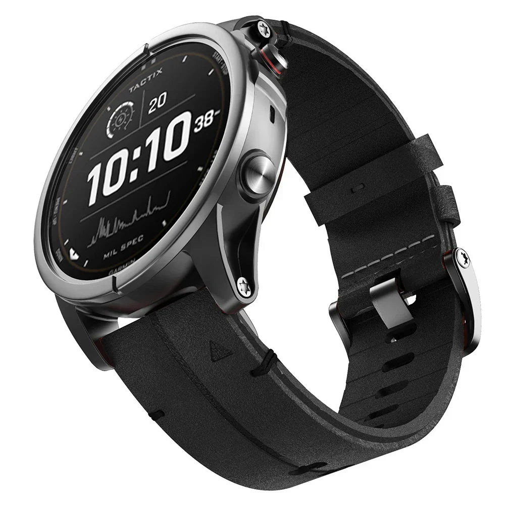 Quick-Fit band | 22mm (Echt leer & titanium) - 2 kleuren