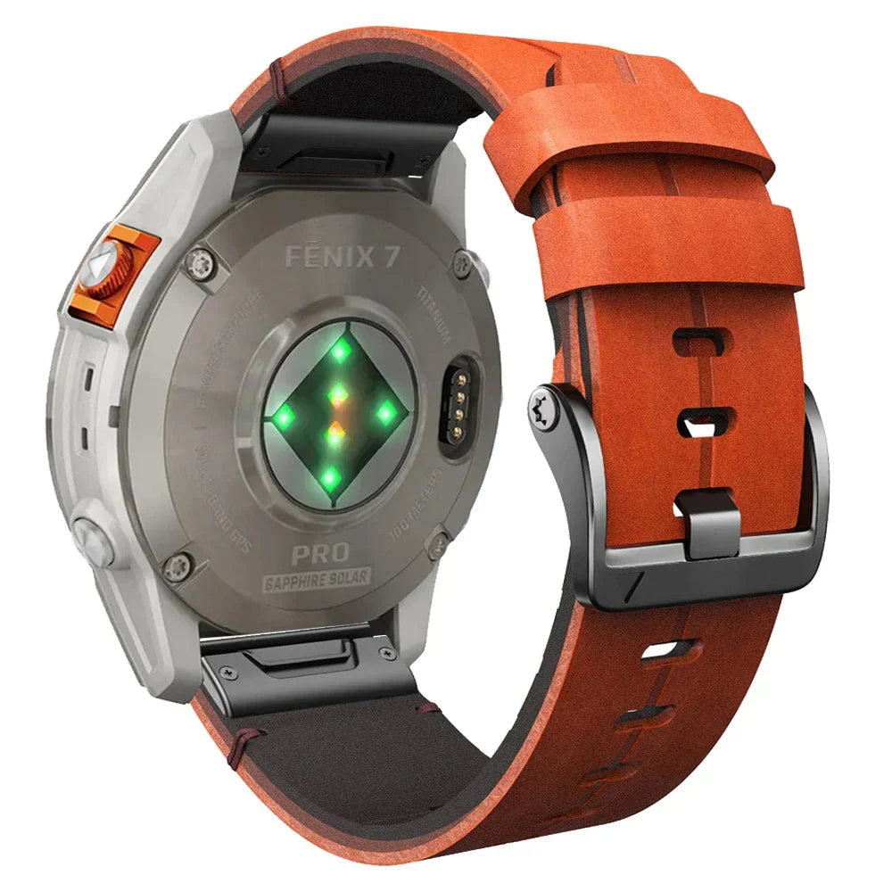 Quick-Fit band | 22mm (Echt leer & titanium) - 2 kleuren
